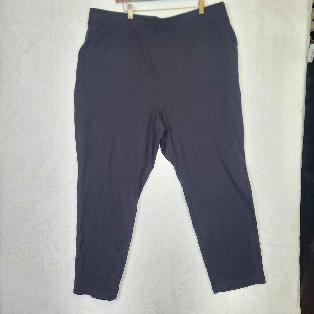 Business Casual Straight Pull On Pants Black Stretch Dark Acadamia 43x32 Size 2X